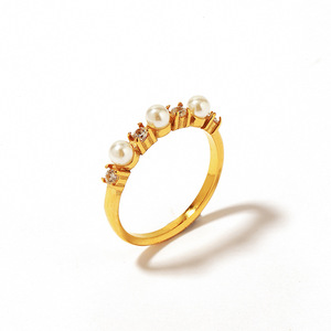 Stainless Steel <b>Ring</b> 18k Gold Plated <b>Titanium</b> Steel Geometric Shape Prong Setting Unisex Gift Jewelry - Product Image 5