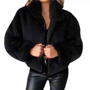 ヨーロッパとアメリカの女性の秋と冬のウサギの毛皮の模造毛皮のジッパーカーディガン女性のための豪華な暖かいコートの毛皮のコート
