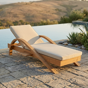 Lit de repos extérieur moderne en bois massif avec coussins résistants aux intempéries et aux UV, design durable et écologique pour piscine ou terrasse - Product Image 1