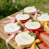 Wholesale 4/6 Inch Wedding Tambourine Percussion Music Instrument Free Sample Hand Drums Round Wooden Custom logo