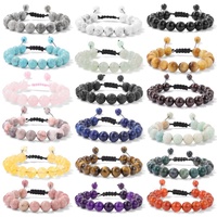 Bracelet d'amitié en pierres naturelles mates rondes de 10 mm, agates, jaspes, perles faites à la main, bijoux énergétiques pour la guérison et le yoga, pour hommes et femmes