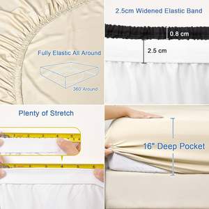 Sábana bajera <span class=keywords><strong>de</strong></span> refrigeración <span class=keywords><strong>de</strong></span> bambú derivado <span class=keywords><strong>de</strong></span> rayón 100% tamaño King 78 "<span class=keywords><strong>x</strong></span> 80" durmiente caliente <span class=keywords><strong>16</strong></span> "bolsillo profundo ajuste fácil 2,5 cm más ancho - Product Image 2