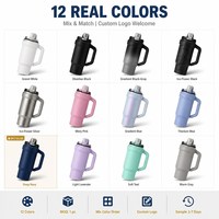 Bouteille isotherme en céramique de 1200 ml avec couvercle à paille et poignée, isolation 24 heures, capacité maximale, pour voiture et bureau, personnalisable avec logo