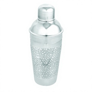 Coctelera de vientre de acero inoxidable Accesorios de barra de metal Coctelera con diseño impreso color plata a precio al por mayor - Product Image 1