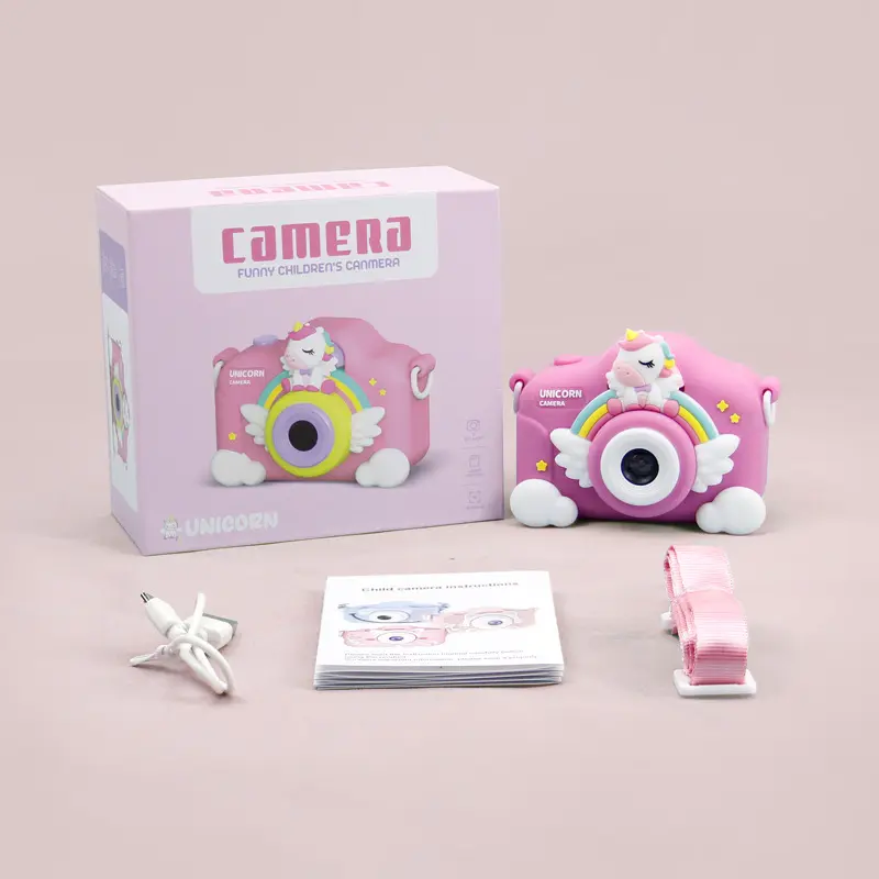 Mini Cute Pink Unicorn Inteligente Electronic Electric Kids Selfie Cartoon Toy Camera For Child Children
