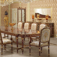 Table à manger classique de luxe en bois massif, style européen, meubles de salle à manger en bois massif pour usage domestique