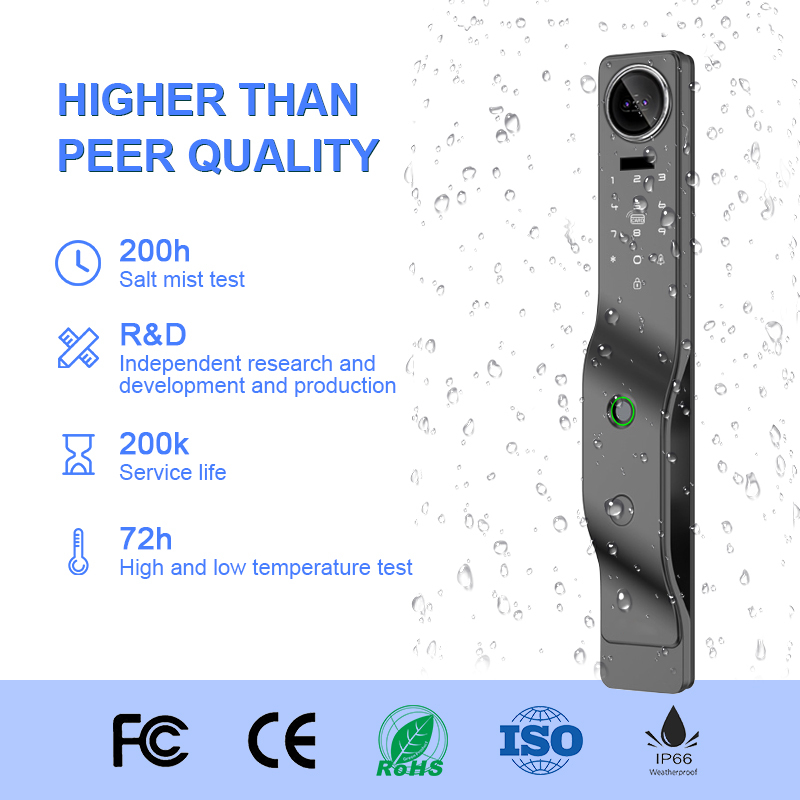 Tuya WiFi Smart Security Camera Lock 3D Face & Fingerprint Recognition Video Surveillance for Wood Doors Made of Aluminum · image 4