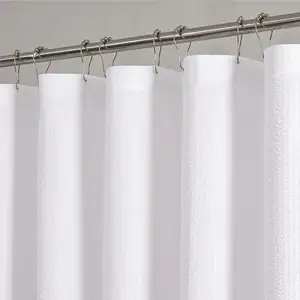 Cortina de ducha de tela texturizada en relieve 3D Extra larga blanca de lujo 72x84 pulgadas para baño de Spa de Hotel