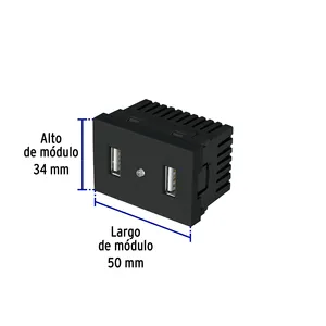 Scatola con 12 unità di 1.5-modulo nero prese USB a 2 porte, linea Lisbon - Product Image 3