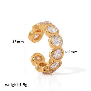 C-shaped Ear <b>Cuffs</b> Gold Plated With Clear Stones Stackable For Non-Pierced Ears Fashion Jewelry - Product Image 5