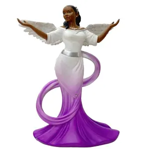 Decorazioni di angelo afroamericano all'ingrosso per figurine nere in resina per la decorazione domestica - Product Image 1
