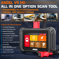 ANCEL V5 HD Alat Diagnostik Truk 12V 24V Semua Sistem Bidirectional dengan DPF Regen ABS Bleeding