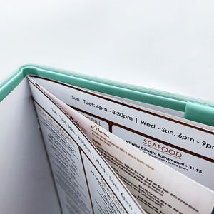 Cubierta de Menú Personalizada Estilo Cubierta de Libro en Cuero Sintético para Restaurantes y Bares, Carpeta de Menú de 2 Páginas, Folleto de Menú de Tamaño Personalizado - Product Image 2