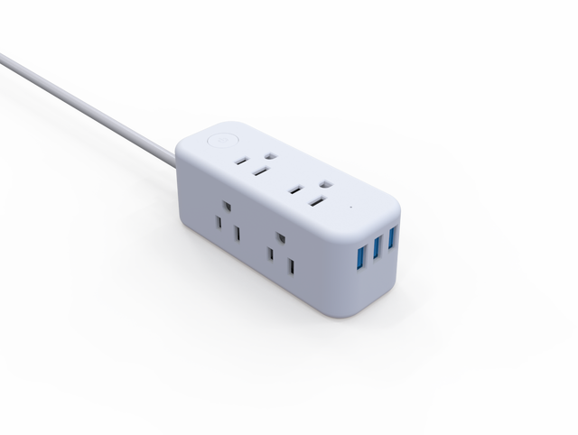 6-Outlet Surge Protector 3 USB Ports IP21 Rated 250V 1.5m Cable Industrial Hospital PC Material 13A Extension Socket US Style