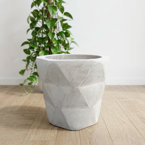 Pot de fleurs en ciment géométrique moderne, finition sculptée à la main, léger, capacité de 500 ml, pour plantes vertes d'intérieur, jardinière minimaliste - Product Image 3