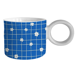 Tasse à thé en céramique bleue personnalisée avec petite fleur, directement de l'usine en Chine, pour cadeaux d'affaires, tasses à expresso incluses - Product Image 2