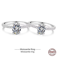 Bague en argent sterling 925 avec moissanite ovale, forme poire, pour femme, ajustable, cadeau, bijoux personnalisés en moissanite