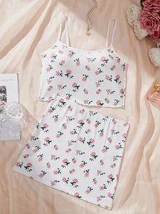 Set rok Mini bunga putih manis hari Valentine wanita, Lingerie dengan tali - Product Image 5