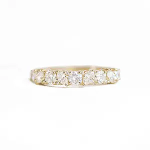 Firstmadam Custom Pure 18K Gold Women Wedding Ring Set Round and Marquise Diamonds