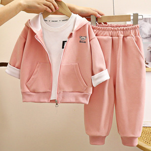 Set felpa stile coreano per <span class=keywords><strong>bambini</strong></span> Cardigan con cerniera con cappuccio in cotone <span class=keywords><strong>abbigliamento</strong></span> <span class=keywords><strong>sportivo</strong></span> per ragazzi - Product Image 3