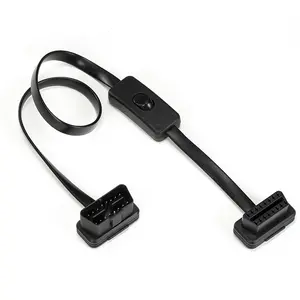 OBD Extension Cable 16pin with Manual Switch CE Flat OBD Cable OBD2 Male to Female with On/Off Switch Extension Cable