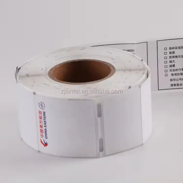 カスタムデザイン無料サンプル高品質感熱紙ロールリムーバー使い捨て航空会社製品空気用手荷物タグ