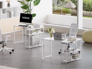 <span class=keywords><strong>Bureau</strong></span> <span class=keywords><strong>d</strong></span>'<span class=keywords><strong>angle</strong></span> en forme de L pour ordinateur de <span class=keywords><strong>bureau</strong></span>, <span class=keywords><strong>petit</strong></span> espace, <span class=keywords><strong>bureau</strong></span> à domicile, étagères latérales réglables, blanc, style industriel - Product Image 6