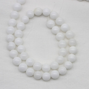 Cuentas sueltas de porcelana cerámica blanca redondas para hacer pulseras de 8 mm y 15 pulgadas - Product Image 3