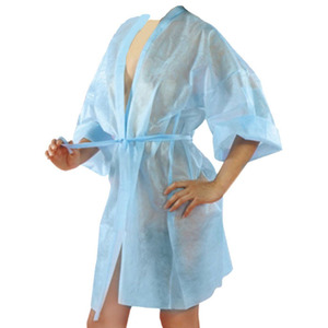 Traje de Sauna en general no tejido suave Kimono japonés uniforme de color PP de un solo uso sanitario desechable batas de mujer teñidas lisas - Product Image 1