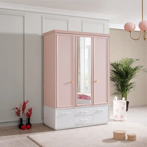 FSC-<span class=keywords><strong>Armario</strong></span> moderno para niños <span class=keywords><strong>con</strong></span> <span class=keywords><strong>espejo</strong></span>, 2 puertas, 4 cajones, muebles pequeños de madera duraderos para dormitorio de hotel y Villa - Product Image 1