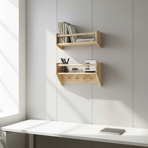 Étagère <span class=keywords><strong>murale</strong></span> en <span class=keywords><strong>bois</strong></span> pour économiser de l'espace avec crochets pour le rangement à la maison, en cuisine, dans le salon, étagère <span class=keywords><strong>murale</strong></span> de rangement - Product Image 2