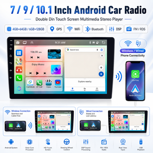 Autoradio Android Podofo 7/9/10.1 pouces 4+64/6+128 Go Double Din avec Carplay, Android Auto, WiFi, GPS, DSP, FM, RDS, Autoradio d'usine - Product Image 1