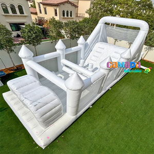 Maison de rebond <span class=keywords><strong>rose</strong></span> arc-en-ciel en PVC de qualité commerciale parcours d'obstacles intérieur/extérieur et grand toboggan avec jeux d'escalade - Product Image 5