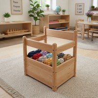 Chuangjin Étagère de rangement 12 compartiments en bois de hêtre pour tapis de travail Montessori et tapis de maternelle, Fabricant en gros