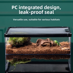 <span class=keywords><strong>Terrarium</strong></span> Transparent pour Reptiles – Boîte de Transport Respirante et Ventilée pour l'Alimentation et l'Élevage – Anti-Évasion avec Plateau en Plastique – Maisons Simples - Product Image 2