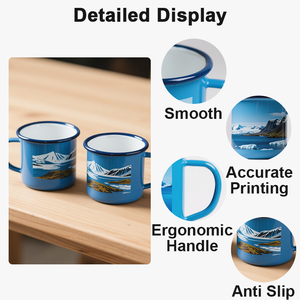 Taza de Metal Reutilizable Ecológica Personalizada, Taza de Viaje con Estampado del Horizonte de la Ciudad, Taza Esmaltada para Tiendas de Turismo - Product Image 5