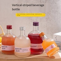 Bouteille en verre vide de 200ml 375ml 500ml à rayures verticales avec couvercle en aluminium pour boissons, vin, whisky, liqueur, brandy, étiquettes personnalisées
