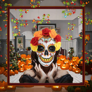Máscara de Esqueleto del Día de Muertos Mexicano, Accesorio de Maquillaje para Disfraces y Fiestas, Ideal para Halloween - Product Image 3