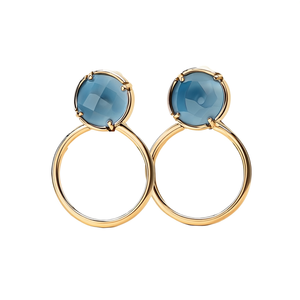 Fashion Dangle <b>Earrings</b> 316L Stainless Steel PVD Gold Plating <b>Blue</b> Stone <b>Studs</b> For Women Jewelry Accessories - Product Image 2