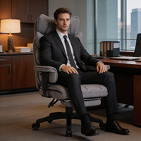 Chaise de bureau exécutive ergonomique moderne en cuir PU, dossier haut, hauteur réglable, pivotante avec repose-pieds pour bureau à domicile