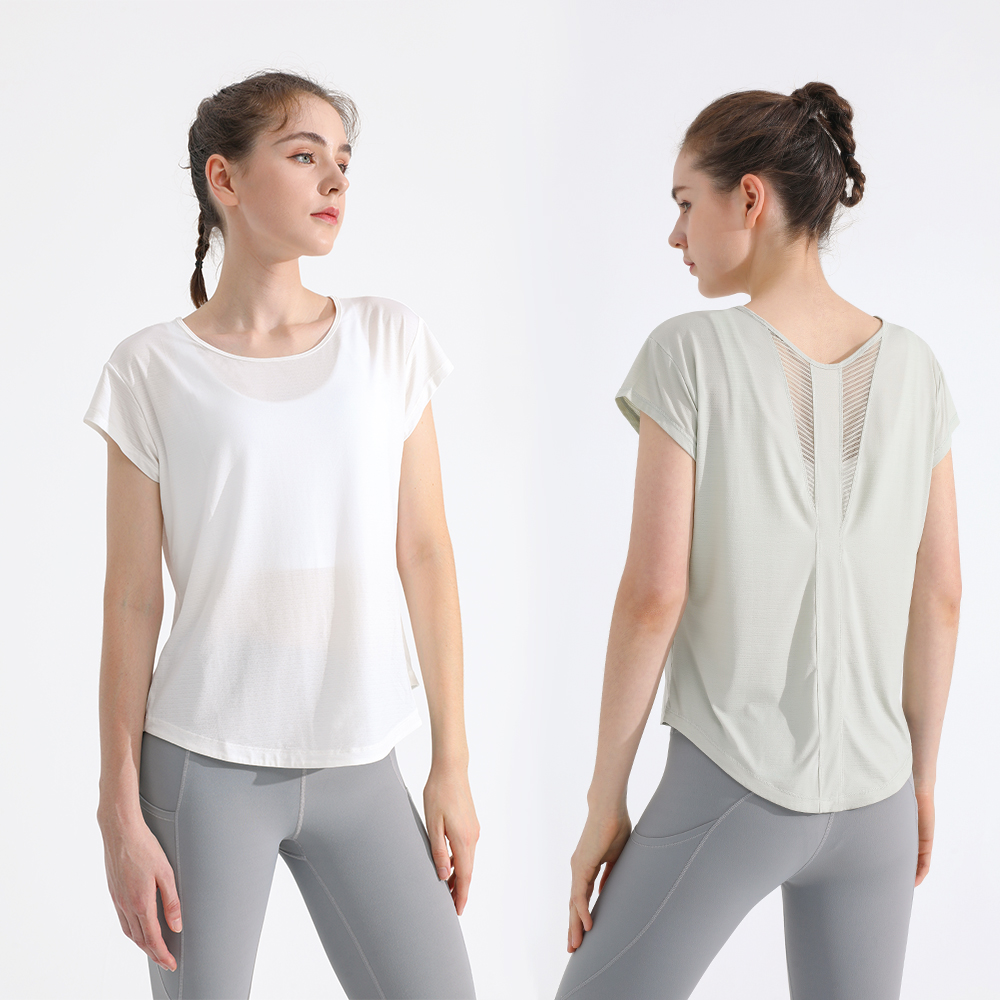 New Womens Quick Dry Sports T Shirt Breathable Yoga Top Loose Slim Fit Outdoor Running Short Sleeve Cover up
