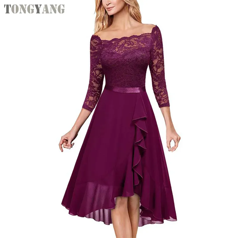 TONGYANG-vestidos de encaje de estilo americano para mujer, vestidos informales de nuevo diseño