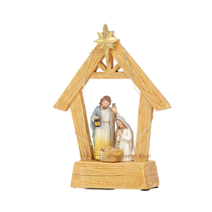 <span class=keywords><strong>Figurine</strong></span> de la Nativité de Jésus en résine peinte, écologique, de la marque Yy, avec un Jésus bébé lumineux, pour la décoration de Noël à la maison et comme souvenir - Product Image 1