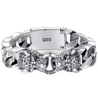 Nouveau bracelet à double tête de léopard tissé en queue de cheval léopard de style hip-hop, bracelet vintage fait main, accessoire tendance