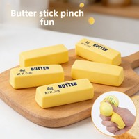 Grosir 12PCS Mainan Squishy TPR Bentuk Keju Mentega Lucu, Cetak Letterpress, Slow Rising, Pereda Stres untuk Anak-Anak