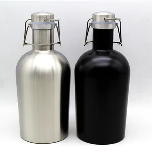 सबसे अच्छा गर्म बेच स्टेनलेस स्टील बियर Growler - 64 oz बियर growler स्टेनलेस स्टील फ्लिप शीर्ष थर्मस गर्म पानी फ्लास्क पानी की बोतल