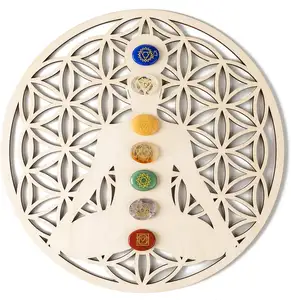 Buddha Flower of Life Wall Art Wooden Crystal Grid Sacred Geometry Wall Decor Meditation Spiritual Zen Home Decor