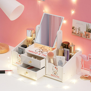 Hello Kitty Desktop Vanity <b>Mirror</b> With Storage Drawers For Makeup Organization And Cosmetic Storage Cabinet - Product Image 2