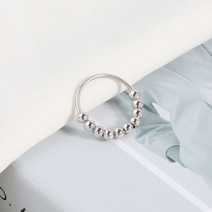Anillo Giratorio Antiestrés de Cuentas Lisas Vintage al por Mayor de Fábrica, Joyería de Cobre con Baño de Rodio Inoxidable para Mujer - Product Image 6