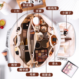 กระเป๋าเก็บเครื่องสำอางทรงสามเหลี่ยมความจุขนาดใหญ่กันน้ำแยกส่วนเปียกและแห้งสำหรับการเดินทางใช้ในชีวิตประจำวัน 29x23x21 ซม. - Product Image 4